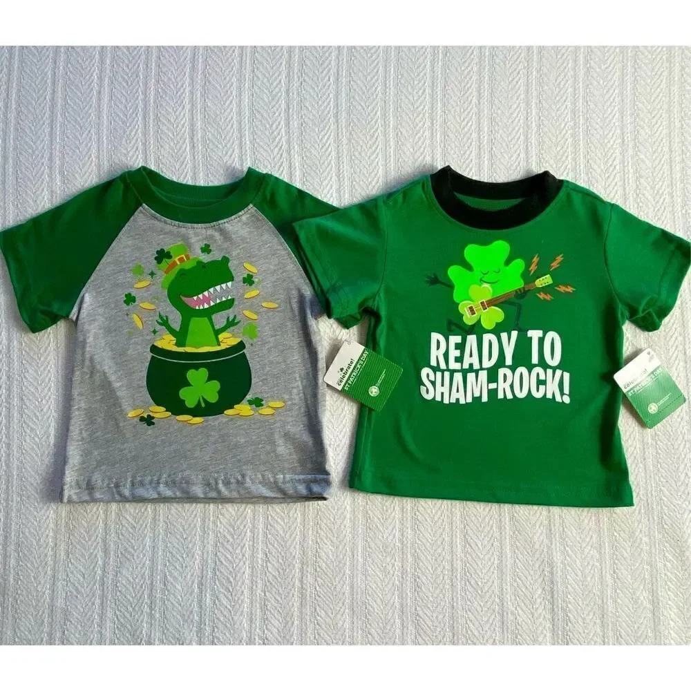 CELEBRATE 12M Boy’s 2 St. Patrick's Day SHORT SLEEVE TSHIRTS